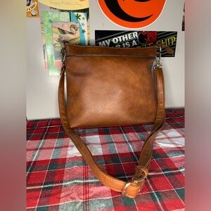 Brown Faux Leather Crossbody Purse